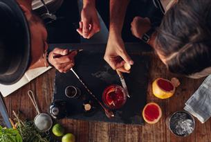 Barman making cocktails