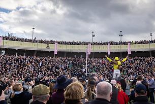 Cheltenham Festival crowds in the parade ring