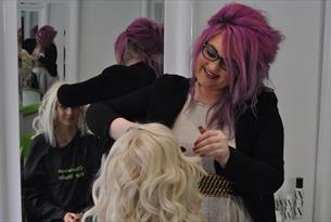 Lady having her hair cut