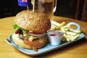 Feathered Fish burger and chips