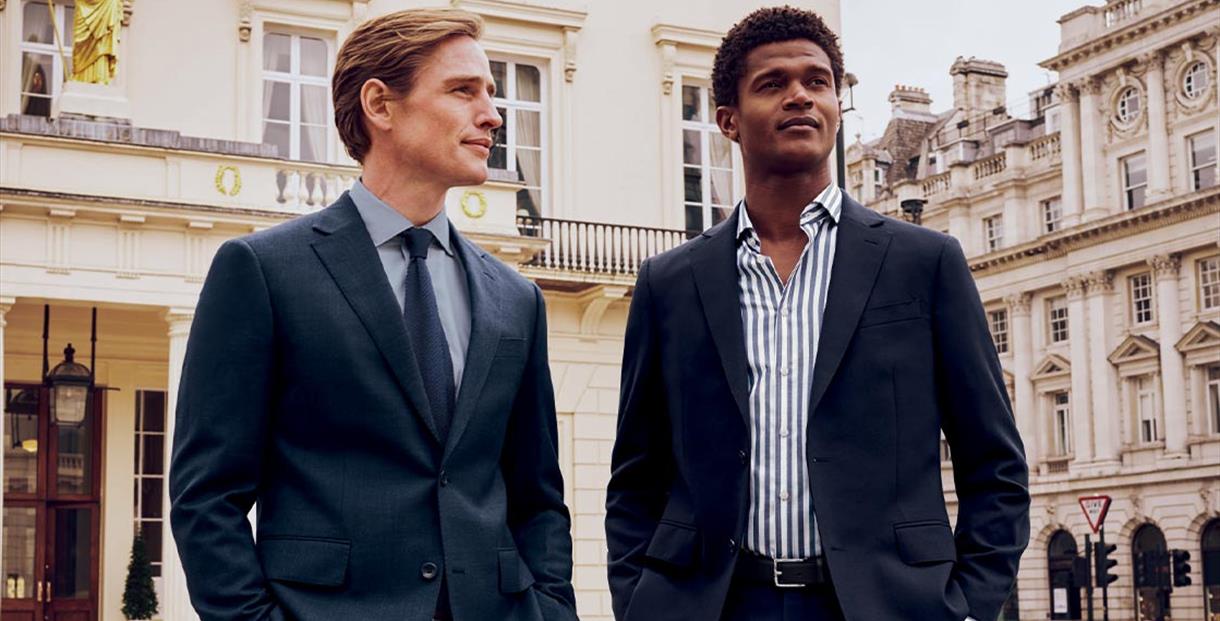 Two London men wearing Charles Tyrwhitt suits