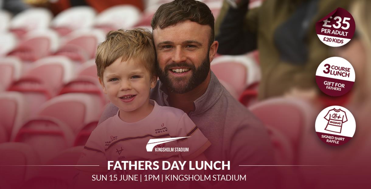 Image of father and son looking happy