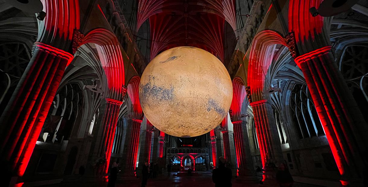 Planet sculpture photographed by Amy Haynes & Exeter Cathedral