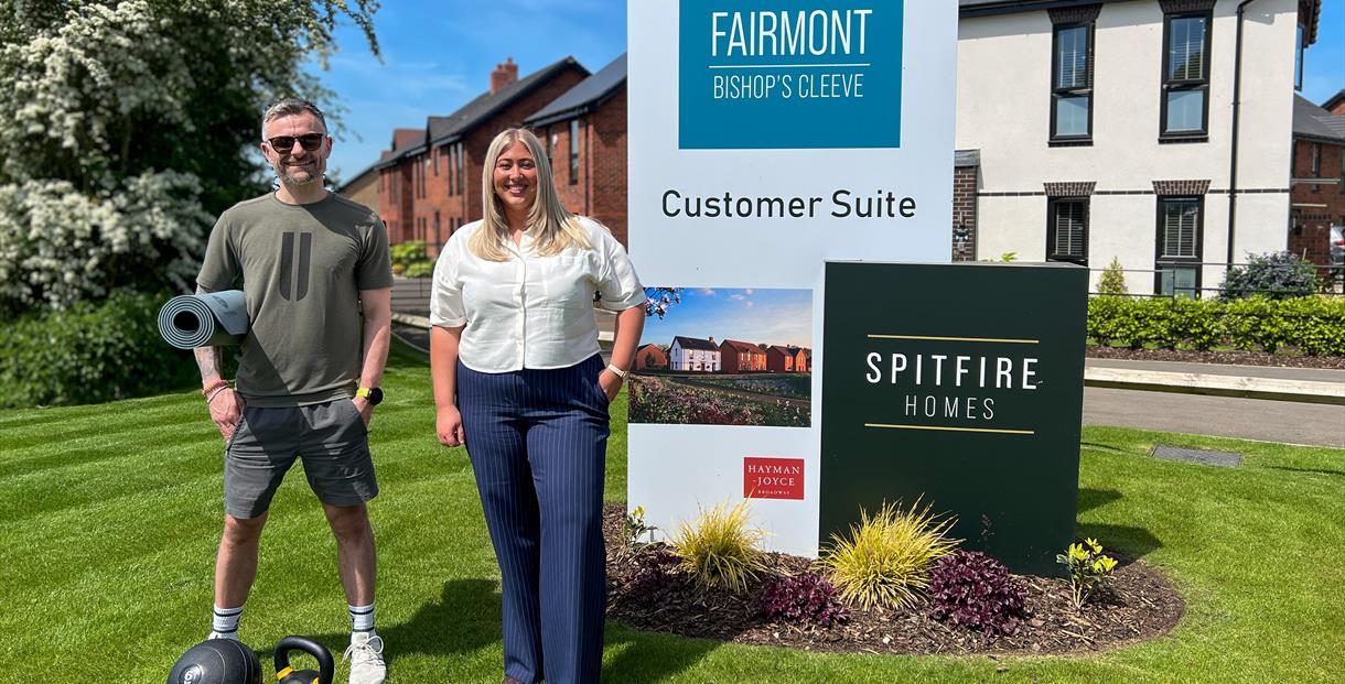 Ed Kerry, owner of independent gym GL52 Fitness, and Harriet Huxstep, Spitfire Homes Sales Consultant at Fairmont, Bishop's Cleeve