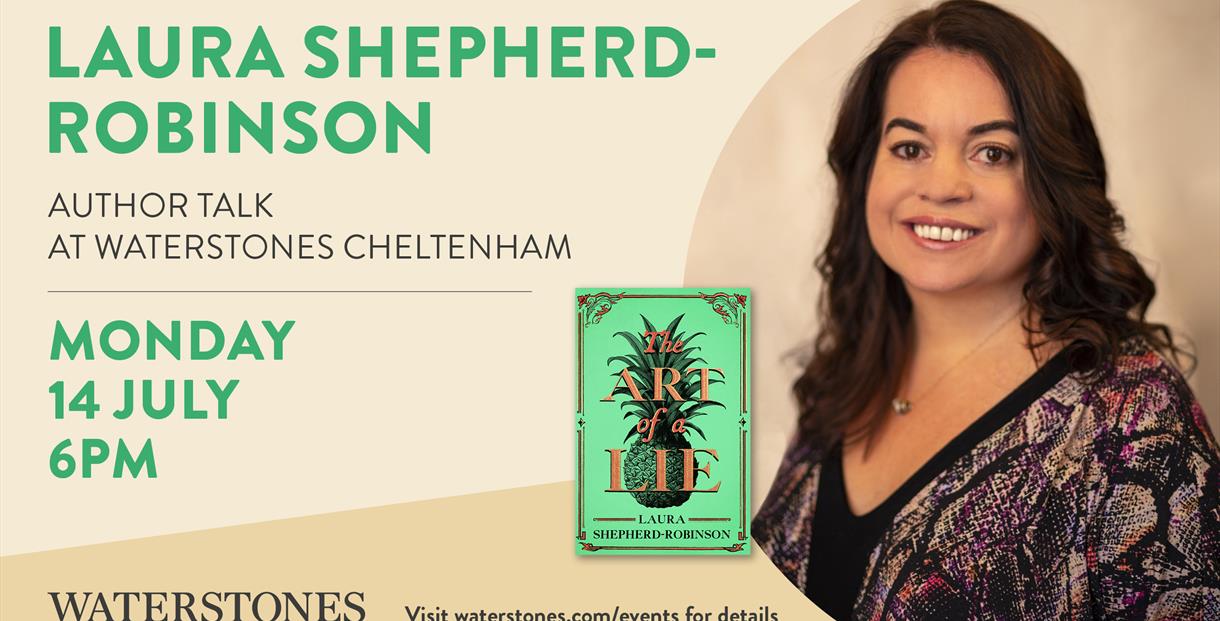 A portrait photo of crime author Laura Shepherd Robinson next to her new book - The Art of the Lie