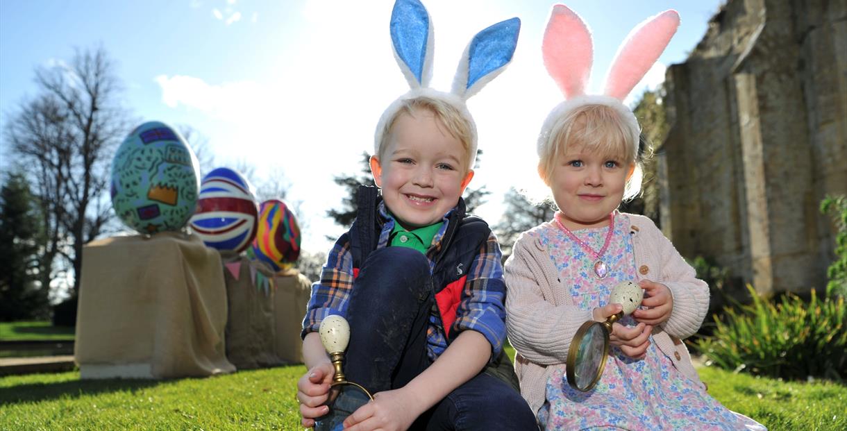 Children wearing bunny ears