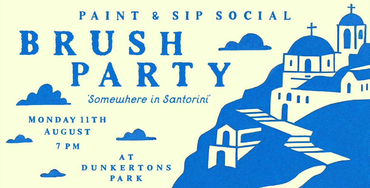 Brush party paint & sip social 'Somewhere in Santorini' poster