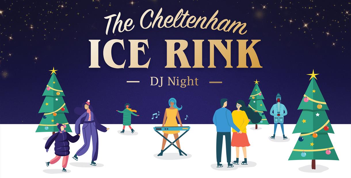 A graphic of people listening to a DJ on an ice rink