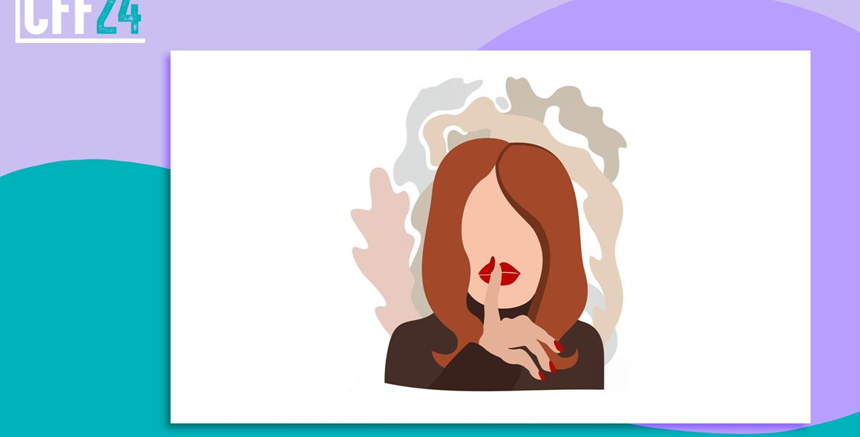 A simple graphic of a red headed woman
