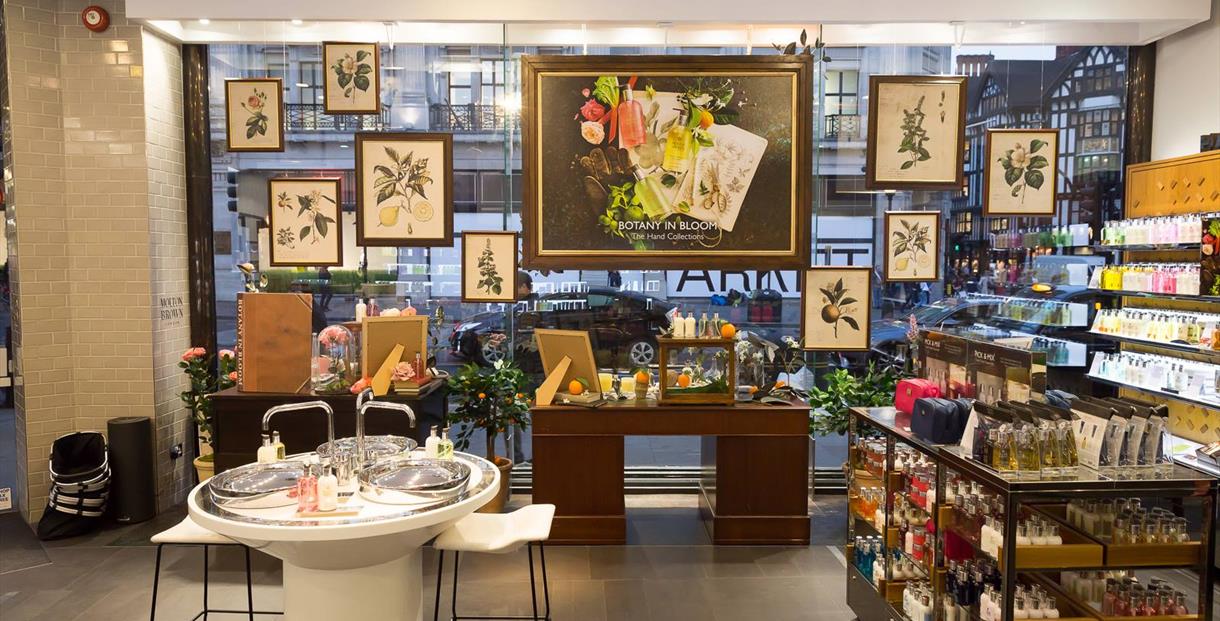Interior of the Molton Brown store in Cheltenham