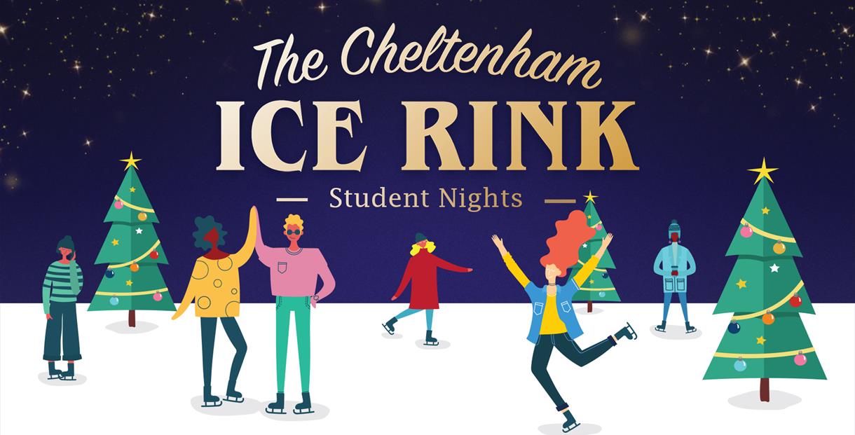 A graphic of young adults skating on an ice rink