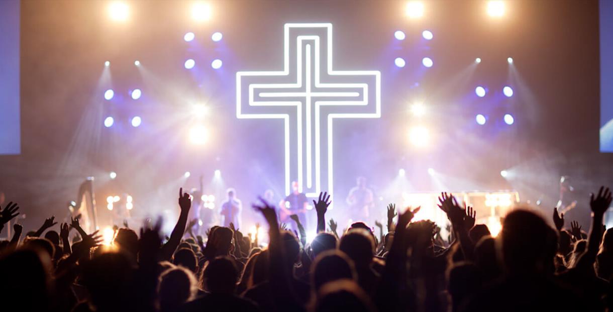 Live stage with a cross