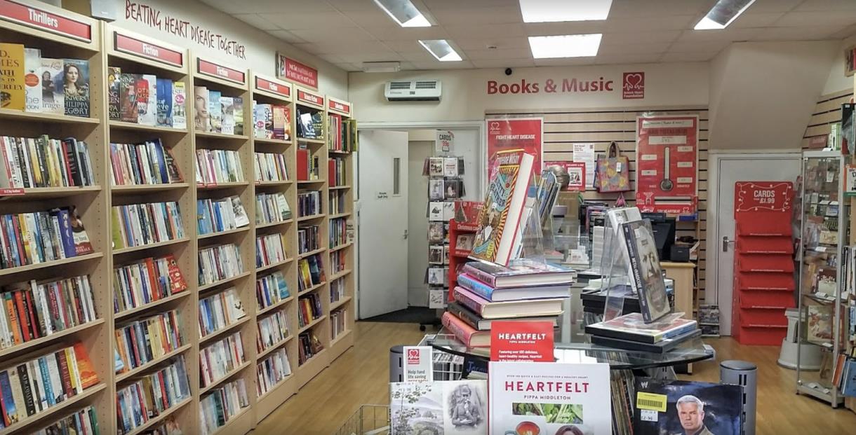 Interior of British Heart Foundation charity shop