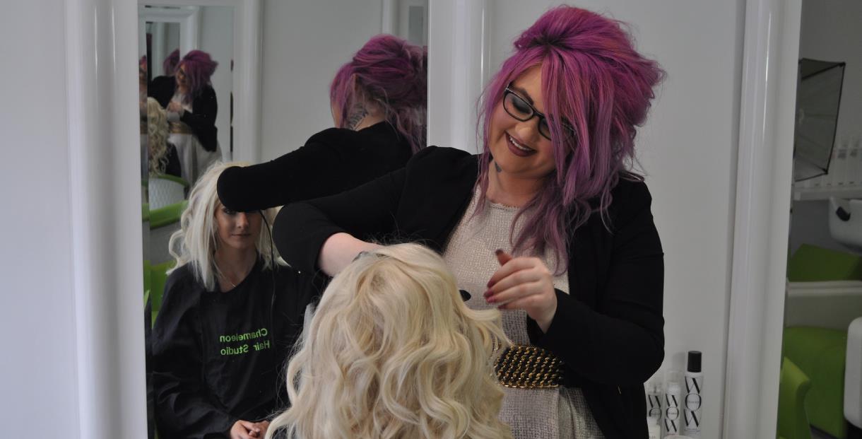 Lady having her hair cut