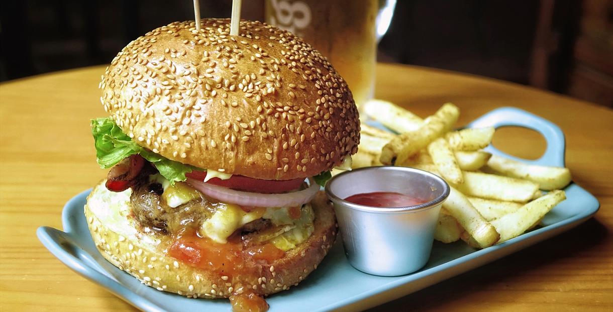 Feathered Fish burger and chips