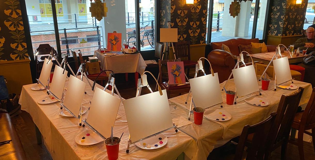 Painting party set up