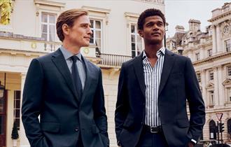 Two London men wearing Charles Tyrwhitt suits