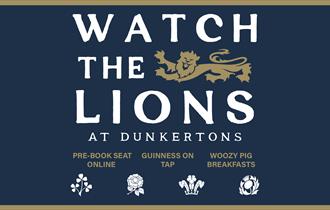 Watch the Lions at Dunkertons event poster