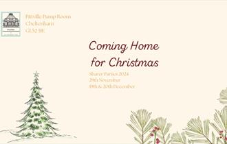 Pittville Pump Room "Coming Home for Christmas" postcard image.