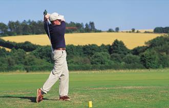 A person playing golf