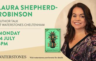 A portrait photo of crime author Laura Shepherd Robinson next to her new book - The Art of the Lie
