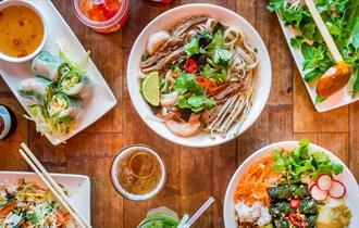 A spread of vietnamese dishes