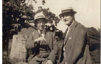 Gustav Holst and Vaughan Williams walking in the Malverns while attending the Three Choirs Festival in 1921.