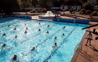Visitors swimming at Cheltenham Lido © S.L.Legge Photography
