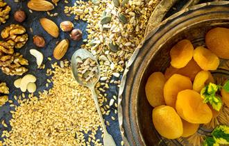 Selection of dried fruits and nuts