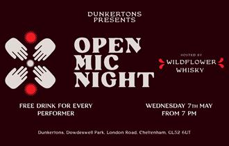Dunkertons Open Mic Night x Wildflower Whisky poster