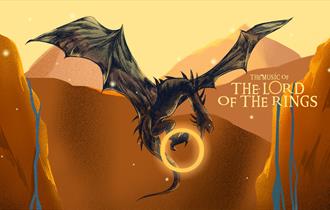 A graphic of a winged dragon-like creature from the Lord of the Rings universe