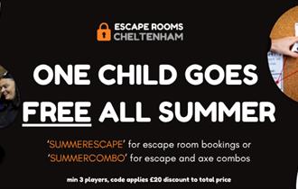 One Child Free All Summer at Escape Rooms Cheltenham