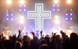 Live stage with a cross