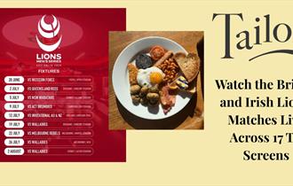 Tailors breakfast and Lions Rugby Live poster