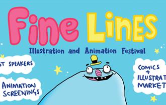 Fine Lines Festival poster with animated characters