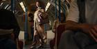 Model stood inside a train