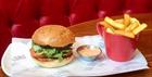 A burger and chips