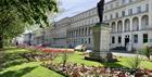 Municipal building and the Long Gardens, Cheltenham. Statue shows Edward Wilson, local hero