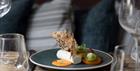 delicately presented dessert