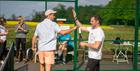 Padel players on court