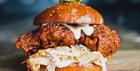 Beefy boys fried chicken burger