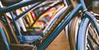 A row of hire bikes