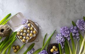 Gold foil easter eggs and lavendar