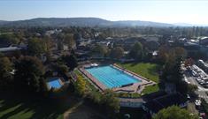 Aerial view of Cheltenham Lido.