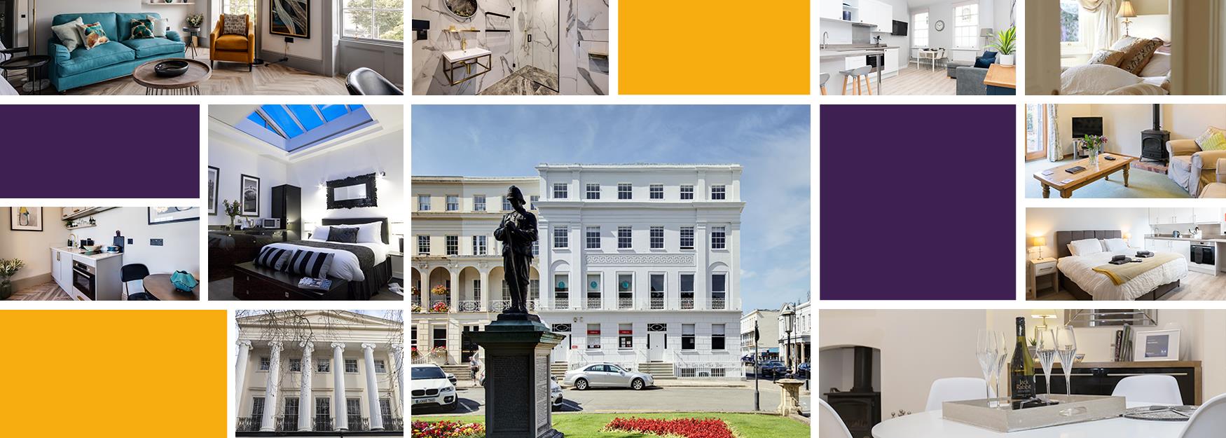 A montage of self catering accomodations from around Cheltenham