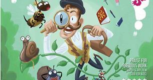 Image of a cartoon man with bugs.