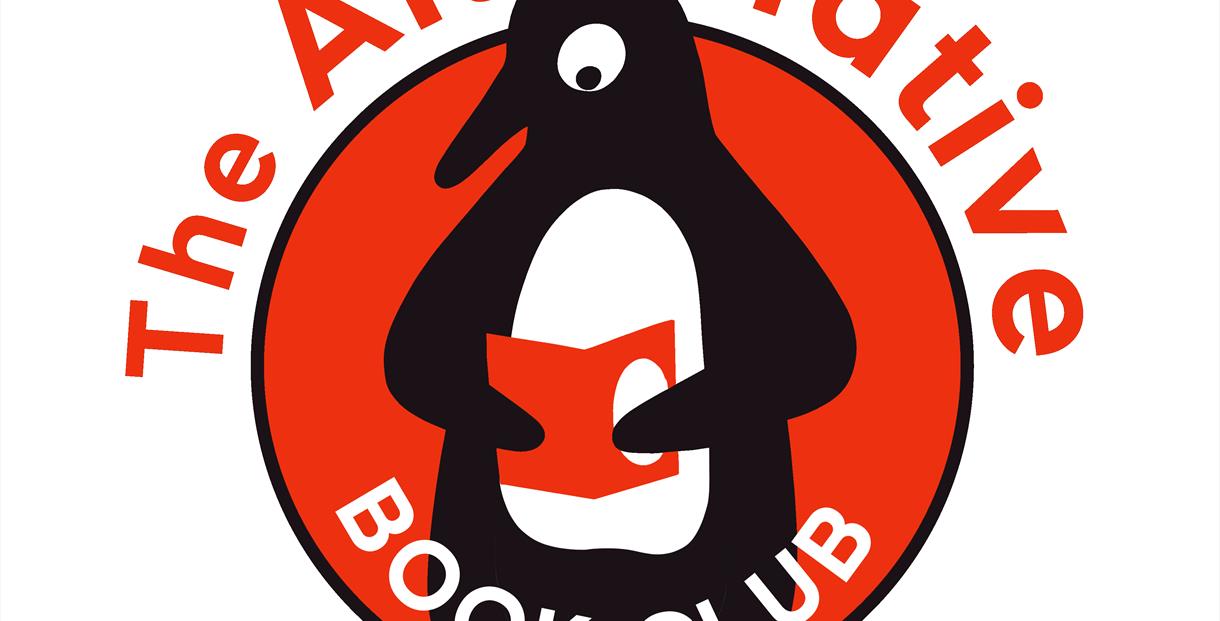 A cartoon penguin reading a book