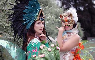 Festival goers in fantasy dress