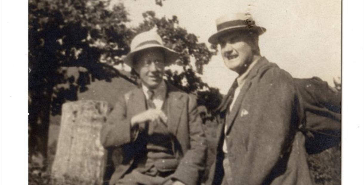 Gustav Holst and Vaughan Williams walking in the Malverns while attending the Three Choirs Festival in 1921.