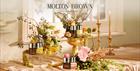 Molton Brown products and flowers